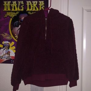 fuzzy maroon pullover